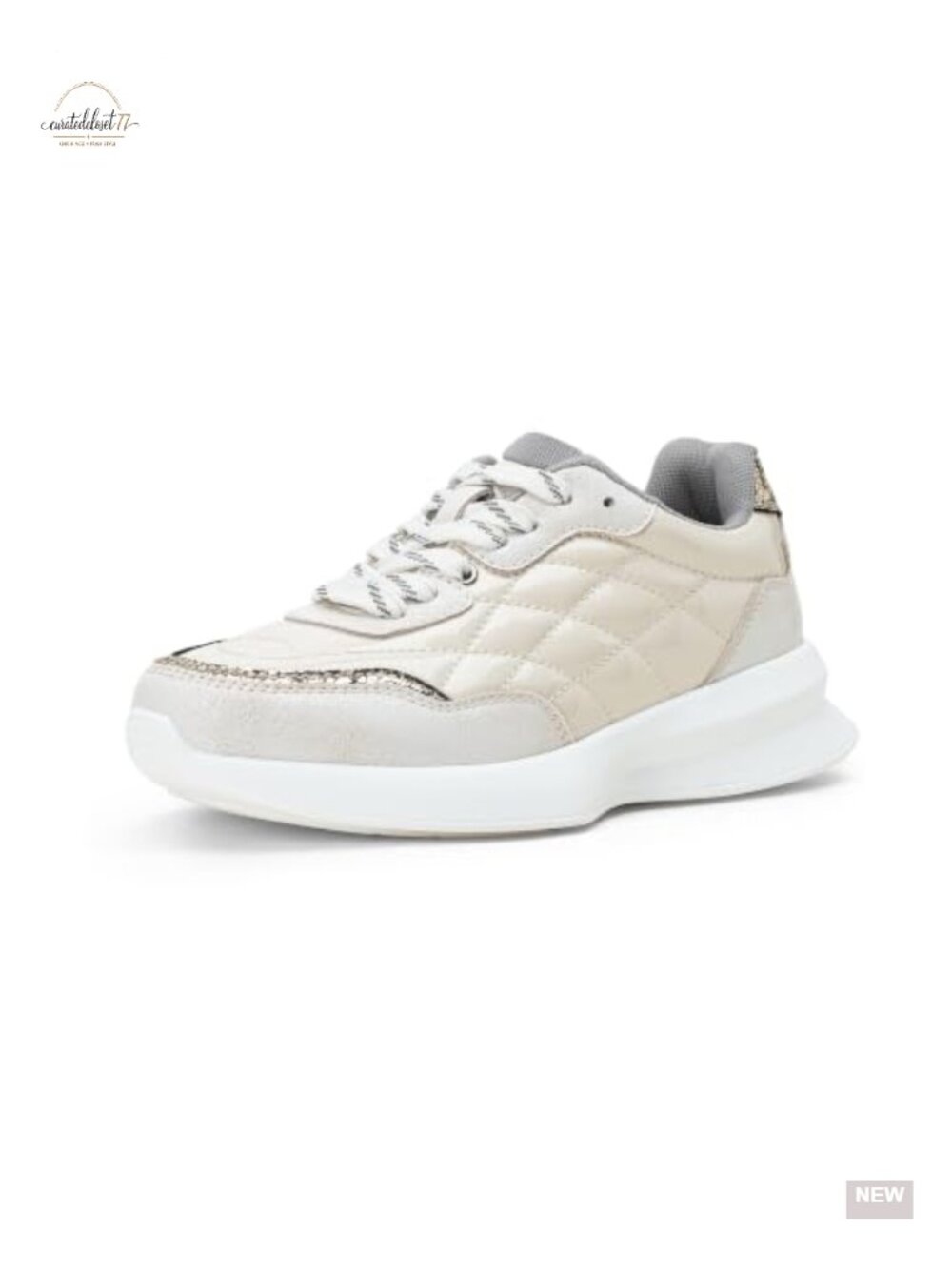 Women's Quilted Platform Sneaker, Chunky Lace-Up Fashion Tennis Shoes